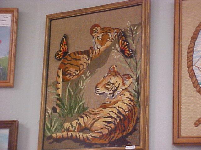 hand embroideied tiger with 3D butterflies $20.00